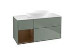 Villeroy und Boch Finion Waschtischunterschrank GA61GNGM 120cm, Abdeckplatte white matt, Emotion, Regale Walnut Veneer, Olive Matt Lacquer