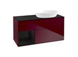 Villeroy und Boch Finion Waschtischunterschrank FA42PHHB 120cm, Abdeckplatte black matt, Regale Glossy black lacquer, Peony Matt