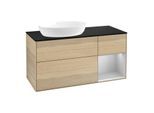 Villeroy und Boch Finion Waschtischunterschrank FA52GJPC 120cm, Abdeckplatte black matt, Regale Light grey matt lacquer, Oak Veneer
