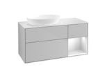 Villeroy und Boch Finion Waschtischunterschrank FA51MTGJ 120cm, Abdeckplatte white matt, Regale White matt lacquer, Light grey matt