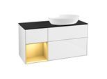 Villeroy und Boch Finion Waschtischunterschrank GA42HFGF 120cm, Abdeckplatte black matt, Emotion, Regale Gold matt lacquer, Glossy white lacquer