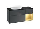Villeroy und Boch Finion Waschtischunterschrank FA52HFHG 120cm, Abdeckplatte black matt, Regale Gold matt lacquer, Midnight Blue Matt Lacquer