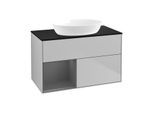 Villeroy und Boch Finion Waschtischunterschrank GA12GKGJ 100cm, Abdeckplatte black matt, Emotion, Regale Anthracite matt lacquer, Light grey matt