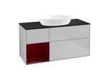 Villeroy und Boch Finion Waschtischunterschrank GA62HBGJ 120cm, Abdeckplatte black matt, Emotion, Regale Peony matt lacquer, Light grey matt