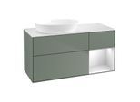 Villeroy und Boch Finion Waschtischunterschrank FA51MTGM 120cm, Abdeckplatte white matt, Regale White matt lacquer, Olive Matt Lacquer