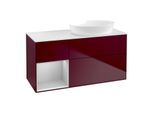 Villeroy und Boch Finion Waschtischunterschrank FA41GJHB 120cm, Abdeckplatte white matt, Regale Light grey matt lacquer, Peony Matt