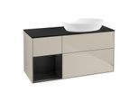 Villeroy und Boch Finion Waschtischunterschrank FA42PDHH 120cm, Abdeckplatte black matt, Regale Black matt lacquer, Sand Matt Lacquer