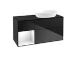 Villeroy und Boch Finion Waschtischunterschrank FA42GFPD 120cm, Abdeckplatte black matt, Regale Glossy white lacquer, Black matt lacquer