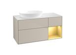 Villeroy und Boch Finion Waschtischunterschrank GA51HFHH 120cm, Abdeckplatte white matt, Emotion, Regale Gold matt lacquer, Sand Matt Lacquer