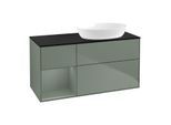 Villeroy und Boch Finion Waschtischunterschrank GA42GMGM 120cm, Abdeckplatte black matt, Emotion, Regale Olive matt lacquer, Olive Matt Lacquer