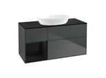 Villeroy und Boch Finion Waschtischunterschrank GA62PHHG 120cm, Abdeckplatte black matt, Emotion, Regale Glossy black lacquer, Midnight Blue Matt Lacquer