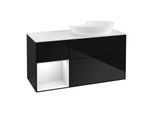 Villeroy und Boch Finion Waschtischunterschrank GA41GFPH 120cm, Abdeckplatte white matt, Emotion, Regale Glossy white lacquer, Glossy Black Lacquer