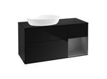 Villeroy und Boch Finion Waschtischunterschrank FA52GKPH 120cm, Abdeckplatte black matt, Regale Anthracite matt lacquer, Glossy Black Lacquer
