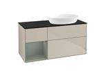 Villeroy und Boch Finion Waschtischunterschrank GA42GMHH 120cm, Abdeckplatte black matt, Emotion, Regale Olive matt lacquer, Sand Matt Lacquer