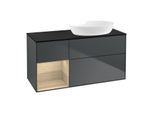 Villeroy und Boch Finion Waschtischunterschrank GA42PCHG 120cm, Abdeckplatte black matt, Emotion, Regale Oak Veneer, Midnight Blue Matt Lacquer