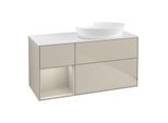 Villeroy und Boch Finion Waschtischunterschrank FA41HHHH 120cm, Abdeckplatte white matt, Regale sand matt lacquer, Sand Matt Lacquer