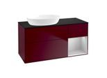 Villeroy und Boch Finion Waschtischunterschrank FA52GJHB 120cm, Abdeckplatte black matt, Regale Light grey matt lacquer, Peony Matt