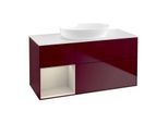 Villeroy und Boch Finion Waschtischunterschrank GA61HHHB 120cm, Abdeckplatte white matt, Emotion, Regale sand matt lacquer, Peony Matt