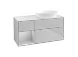 Villeroy und Boch Finion Waschtischunterschrank GA41GJGJ 120cm, Abdeckplatte white matt, Emotion, Regale Light grey matt lacquer, Light grey matt