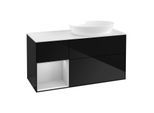 Villeroy und Boch Finion Waschtischunterschrank GA41GJPH 120cm, Abdeckplatte white matt, Emotion, Regale Light grey matt lacquer, Glossy Black Lacquer