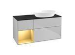 Villeroy und Boch Finion Waschtischunterschrank GA42HFGJ 120cm, Abdeckplatte black matt, Emotion, Regale Gold matt lacquer, Light grey matt
