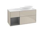 Villeroy und Boch Finion Waschtischunterschrank FA41GKHH 120cm, Abdeckplatte white matt, Regale Anthracite matt lacquer, Sand Matt Lacquer