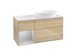Villeroy und Boch Finion Waschtischunterschrank GA41GJPC 120cm, Abdeckplatte white matt, Emotion, Regale Light grey matt lacquer, Oak Veneer