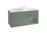 Villeroy und Boch Finion Waschtischunterschrank GA51GMGM 120cm, Abdeckplatte white matt, Emotion, Regale Olive matt lacquer, Olive Matt Lacquer