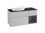 Villeroy und Boch Finion Waschtischunterschrank FA52HGGJ 120cm, Abdeckplatte black matt, Regale Midnight matt lacquer, Light grey matt