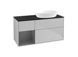 Villeroy und Boch Finion Waschtischunterschrank GA42GKGJ 120cm, Abdeckplatte black matt, Emotion, Regale Anthracite matt lacquer, Light grey matt