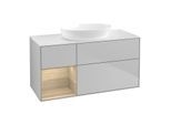 Villeroy und Boch Finion Waschtischunterschrank GA61PCGJ 120cm, Abdeckplatte white matt, Emotion, Regale Oak Veneer, Light grey matt