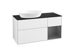 Villeroy und Boch Finion Waschtischunterschrank FA52GKGF 120cm, Abdeckplatte black matt, Regale Anthracite matt lacquer, Glossy white lacquer