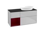 Villeroy und Boch Finion Waschtischunterschrank GA42HBGJ 120cm, Abdeckplatte black matt, Emotion, Regale Peony matt lacquer, Light grey matt