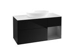 Villeroy und Boch Finion Waschtischunterschrank GA71GKPH 120cm, Abdeckplatte white matt, Emotion, Regale Anthracite matt lacquer, Glossy Black Lacquer