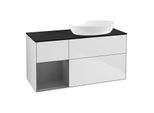 Villeroy und Boch Finion Waschtischunterschrank FA42GKMT 120cm, Abdeckplatte black matt, Regale Anthracite matt lacquer, White matt lacquer