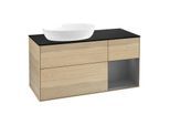 Villeroy und Boch Finion Waschtischunterschrank FA52GKPC 120cm, Abdeckplatte black matt, Regale Anthracite matt lacquer, Oak Veneer