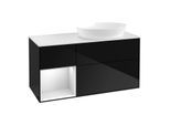 Villeroy und Boch Finion Waschtischunterschrank FA41MTPH 120cm, Abdeckplatte white matt, Regale White matt lacquer, Glossy Black Lacquer