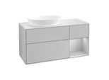 Villeroy und Boch Finion Waschtischunterschrank GA51GJGJ 120cm, Abdeckplatte white matt, Emotion, Regale Light grey matt lacquer, Light grey matt