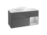 Villeroy und Boch Finion Waschtischunterschrank GA51GJGK 120cm, Abdeckplatte white matt, Emotion, Regale Light grey matt lacquer, Anthracite matt