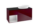 Villeroy und Boch Finion Waschtischunterschrank FA42GJHB 120cm, Abdeckplatte black matt, Regale Light grey matt lacquer, Peony Matt