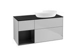 Villeroy und Boch Finion Waschtischunterschrank GA42PDGJ 120cm, Abdeckplatte black matt, Emotion, Regale Black matt lacquer, Light grey matt