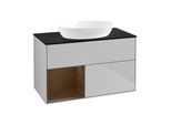Villeroy und Boch Finion Waschtischunterschrank FA12GNGJ 100cm, Abdeckplatte black matt, Regale Walnut Veneer, Light grey matt