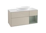 Villeroy und Boch Finion Waschtischunterschrank GA71GMHH 120cm, Abdeckplatte white matt, Emotion, Regale Olive matt lacquer, Sand Matt Lacquer