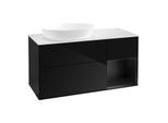 Villeroy und Boch Finion Waschtischunterschrank FA51PDPH 120cm, Abdeckplatte white matt, Regale Black matt lacquer, Glossy Black Lacquer