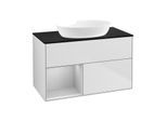 Villeroy und Boch Finion Waschtischunterschrank FA12GJMT 100cm, Abdeckplatte black matt, Regale Light grey matt lacquer, White matt lacquer