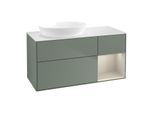 Villeroy und Boch Finion Waschtischunterschrank GA51HHGM 120cm, Abdeckplatte white matt, Emotion, Regale sand matt lacquer, Olive Matt Lacquer