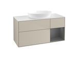 Villeroy und Boch Finion Waschtischunterschrank FA71GKHH 120cm, Abdeckplatte white matt, Regale Anthracite matt lacquer, Sand Matt Lacquer