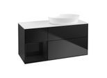 Villeroy und Boch Finion Waschtischunterschrank FA41PHPD 120cm, Abdeckplatte white matt, Regale Glossy black lacquer, Black matt lacquer