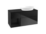 Villeroy und Boch Finion Waschtischunterschrank GA42PHPD 120cm, Abdeckplatte black matt, Emotion, Regale Glossy black lacquer, Black matt lacquer