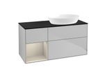 Villeroy und Boch Finion Waschtischunterschrank GA42HHGJ 120cm, Abdeckplatte black matt, Emotion, Regale sand matt lacquer, Light grey matt